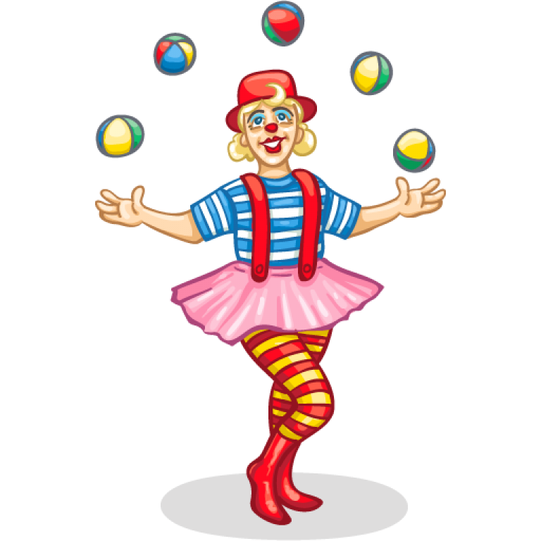 Герои цирка картинки. Клоун. Клоун жонглер. Клоун в цирке. Клоуны для детей.